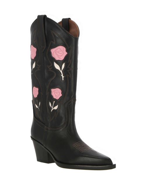 Black/white/pink calf leather boot Paris Texas | PX1183XLTH3 BLACK